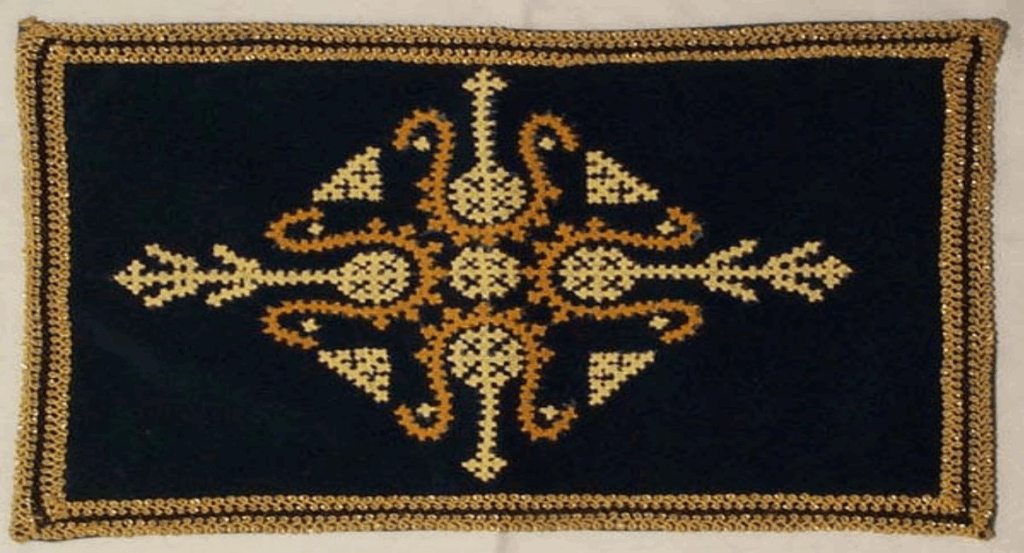 DOILIES (Three) Hand-embroidered by Khatoun (Hilda) DerHaroutunian-Ladah BLUE