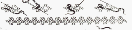 Bottom row of interlacing stiches