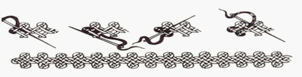 Finishing row of interlacing stiches